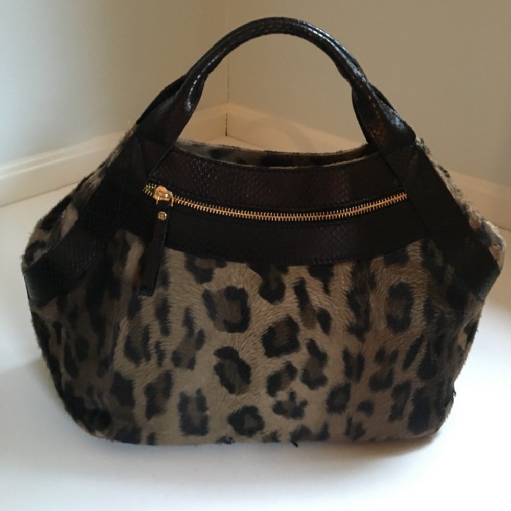 Kate Spade Leopard & Brown Leather Faux Fur Satche